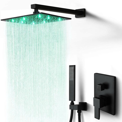 LED Rainfall Shower Head Combo System w/ Mixin Valve Kit | eBay