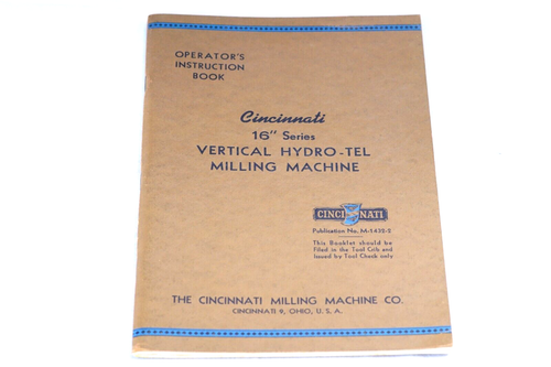 Cincinnati Fresatrice Co 16" Verticale Idro-Tel 1952 Manuale Fresatrice - Foto 2 di 7