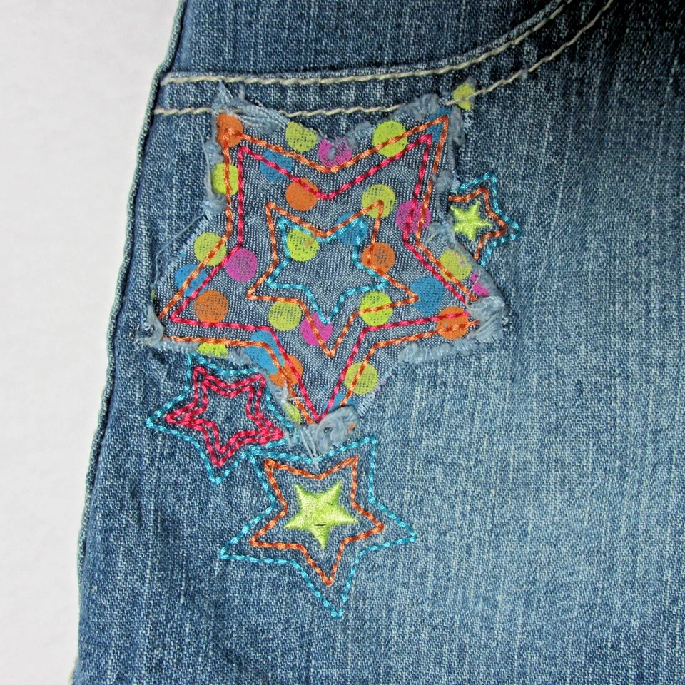 Niñas Circo Cintura Ajustable Jean Volantes Falda / Skort Bordado Talla L -Niñas Foto 3 de 4