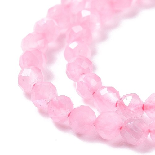 Katzenauge Perlen, runde, facettiert, Rosa, 3 mm, Bohrung: 0.2 mm, Strang 118 St - Bild 2 von 3