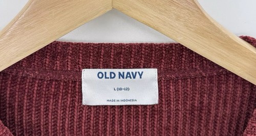 Old Navy Girl’s Red Round Neck Long Sleeve Chenille Knit Ribbed Sweater Size L - Picture 4 of 9