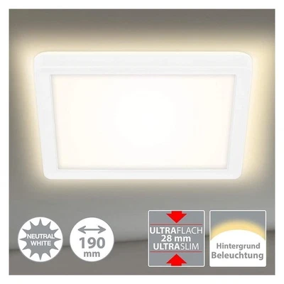 Deckenleuchte Briloner Slim LED Panel 12W Back Light Effekt Quadratisch Weiß - Bild 1 von 3