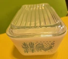 Pyrex Bake Refrigerator Dish 502 Amish Butterprint Turquoise Rooster 1.5 Pint