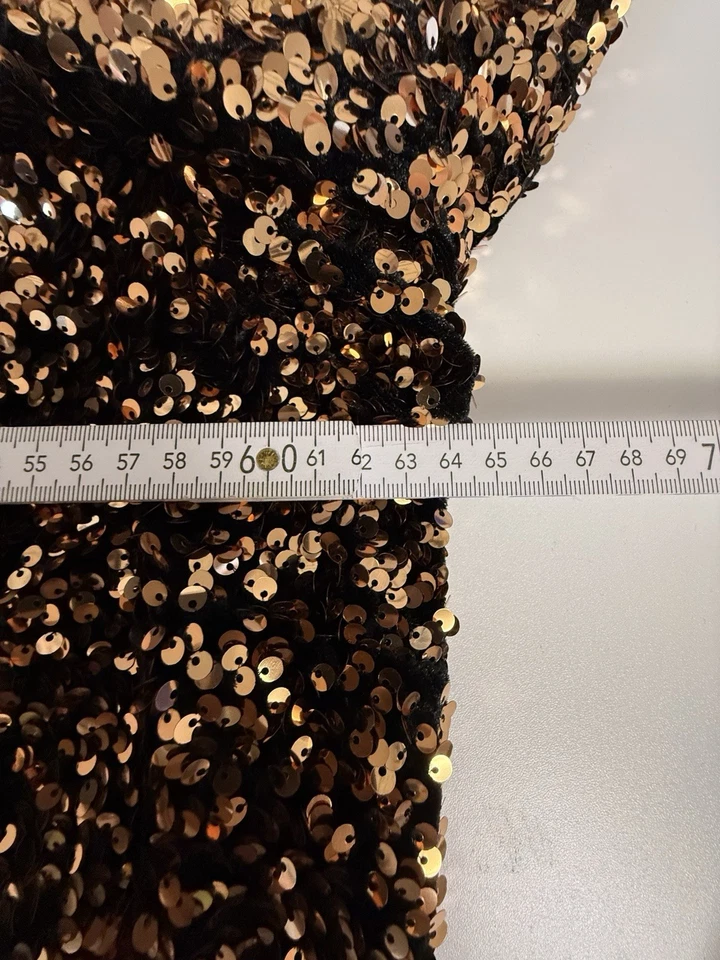 H&M Pailettenkleid A-Linie Goldfarben XXL Neu Etikett - Bild 4 von 4