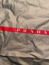 PRADA Gray with Red Logo Plastic Dust Cover Drawstring Bag 15 x 13 In
