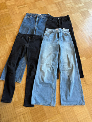 4 Jeans Gr. 38 (1x176) 2x schwarz, 2x blau  Bershka, Pull&Bear,.- guter Zustand