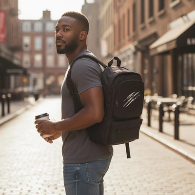 PLEIN SPORT Herren Umhängetasche OS Schwarz Rucksack Reisetasche Polyester