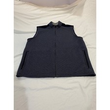 Cremieux Mens XL Navy Blue Chevron Full Zip Mock Neck Vest Pockets