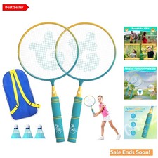 Portable Badminton Rackets for Kids - 2 Player Set with Shuttlecocks Carry Bag