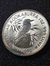  1990 1 Australia Perth Mint 1 Oz .999 Silver Kookaburra Australian Coin