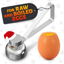 Egg Cracker Tool for Raw Eggs - Stainless Steel Egg Shell Opener Tool with Ergon