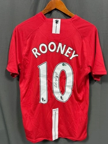Wayne Rooney Signed Manchester United Soccer Jersey AUTO BAS Hologram Sz M