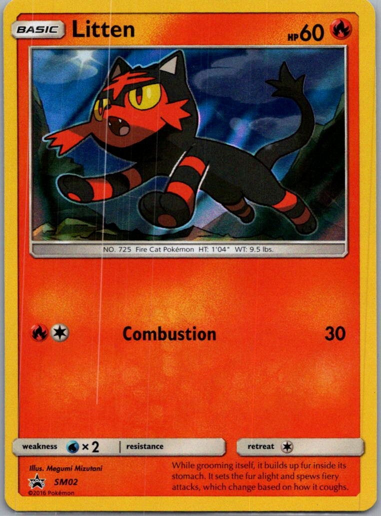 Litten - SM02 Holo Promo Sun & Moon Promo Pokemon Near Mint