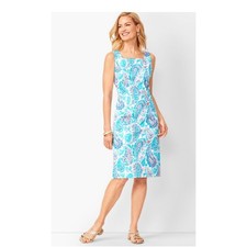 Talbots Fresco Paisley Sheath Dress Size 12 NWT Bright Summer blue white pink