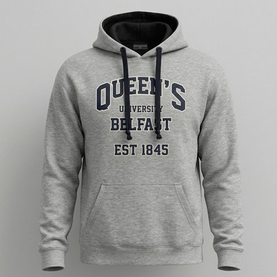 Queen s University Belfast Hoodie Men s M Gray College Pullover Cotton Ridge