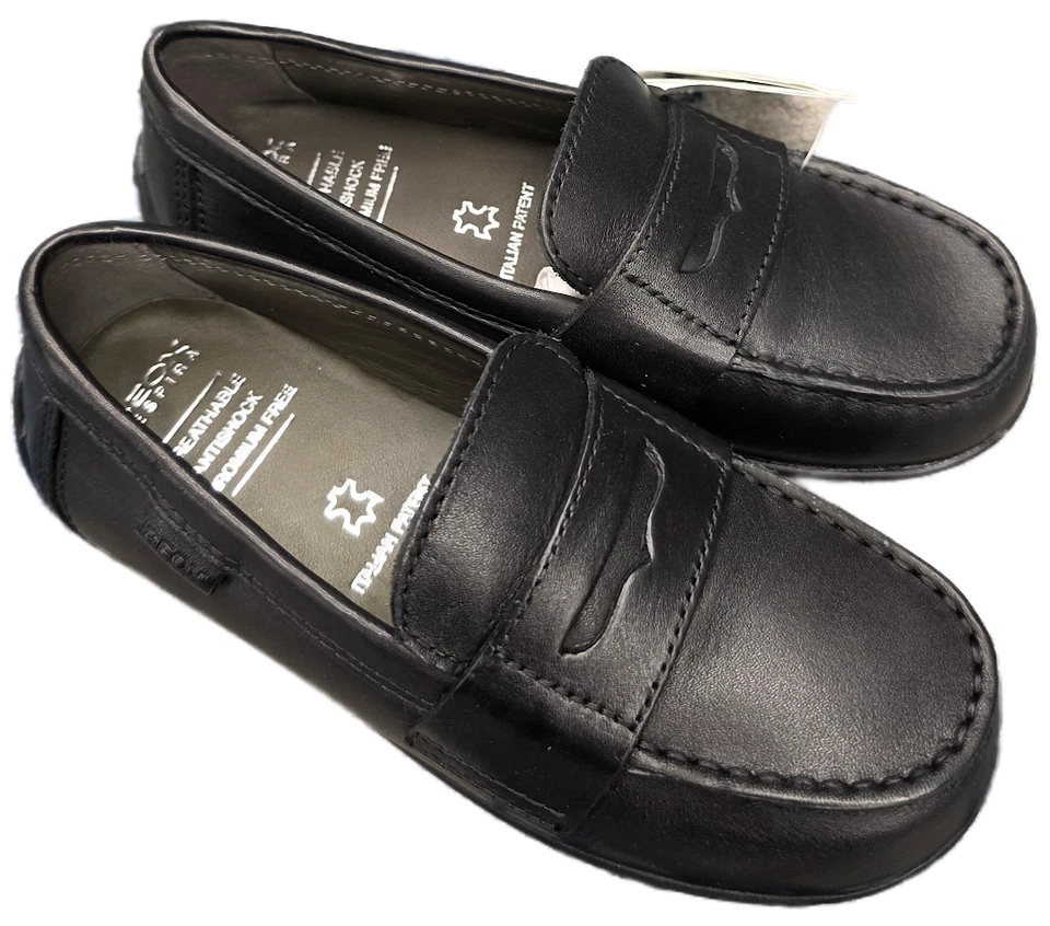 Sapatos sociais masculinos Geox Penny Loafers tamanho 13 EUA / 31 UE novo na caixa - Imagem 3 de 3