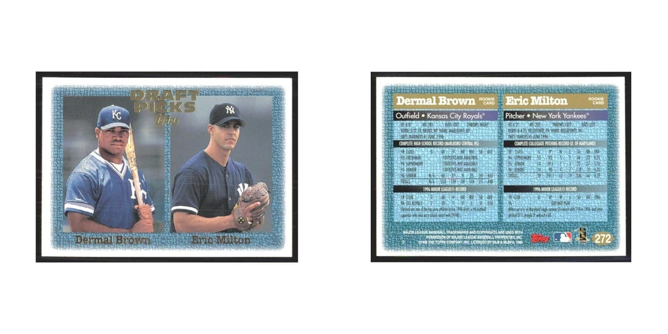 1997 Topps Dermal Brown/Eric Milton Kansas City Royals/New York Yankees #272 - Image 3 of 3