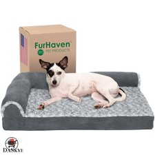 L-Shaped Memory Foam Dog Bed with Washable Cover for Small to Medium Pets