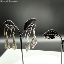 Bundle of 3 Sterling Silver Peridot and Garnet Earrings - Size 6.5, 7g