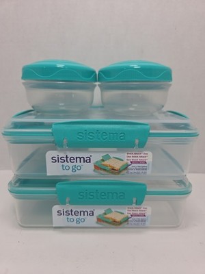 Sistema To Go Snack Attack Duo Containers Teal 2-Pack Set Food Storage NEW