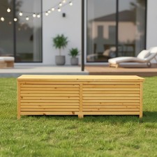 140CM Holz Auflagenbox Kissenbox Gartenbox Gartentruhe Auflagen Truhe Holztruh!