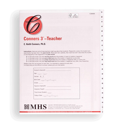CONNERS 3 ADHD Youth Rating Scales-Teacher Response booklets (25)