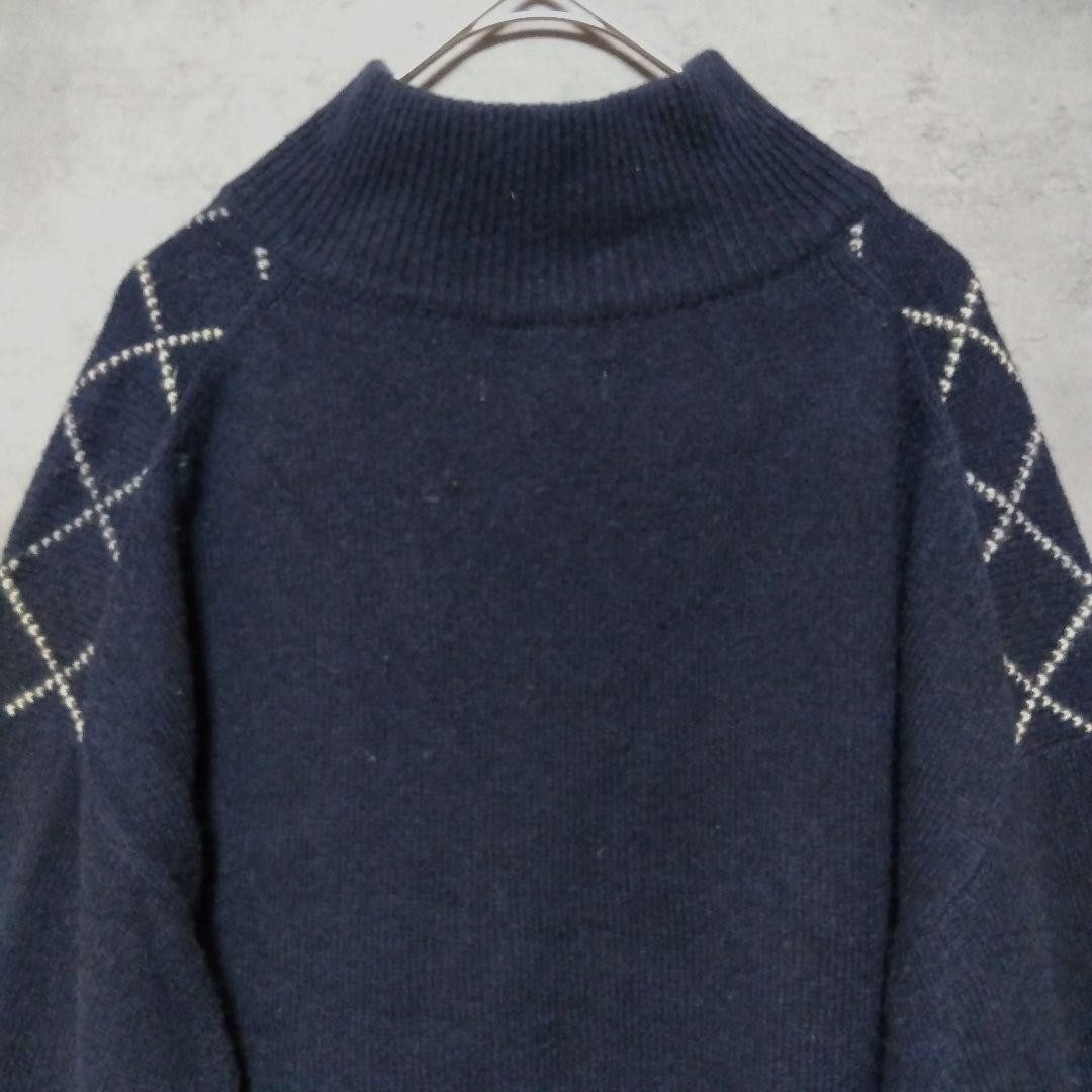 VAN Argyle Pattern Navy Half Zip Knit Jacket Men’… - image 8