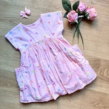 Baby girl 12-18 months Mothercare outfit Dress BNWOT Summer Pink Rose Cotton