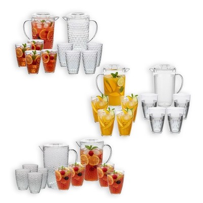 Krug & Becher Trinkgeschirr Set Wiederverwendbar Acryl 2tlg 2L Kanne mit 8tlg 400ml Bechern
