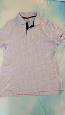 Nike Golf Tiger Woods Polo Mens Small Purple Collection Dri-FIT Digital Camo