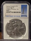2021 P Fine Silver 1oz American Eagle Heraldic T-1 $1 FDOI Emergency P NGC MS70