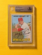 1967 TOPPS JACKIE BRANDT #142 SIGNED AUTO CARD BECKETT AUTHENTIC PHILLIES