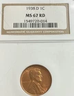 1938 D, Lincoln Cent, NGC Certified , MS 67 RD, Ship Only To  US Address