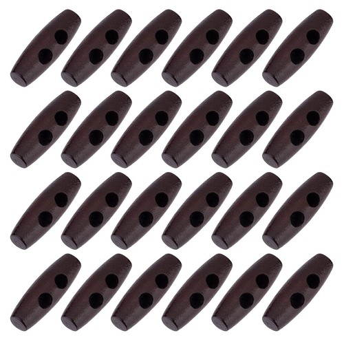 50pcs 30mm Wooden Toggles Buttons Olive Shape 2 Holes Wooden Buttons for Sewi...