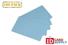 Pack of 100 Light Blue CR80 Standard Size PVC Cards | 30 mil Thickness by easyID