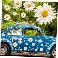 12 Sheets Daisy Stickers 130 Pcs Flower Car Decals Self Adhesive Vinyl Retro