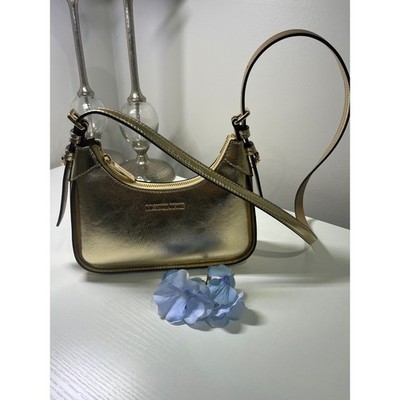 NEW Michael Kors Jet Set Small Pouchette Crossbody Bag Metallic Gold 35S2G7ZC5M