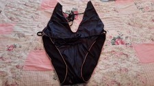Frederick's of Hollywood - Black with Gold trim /soft jersey; Cut-out Teddy