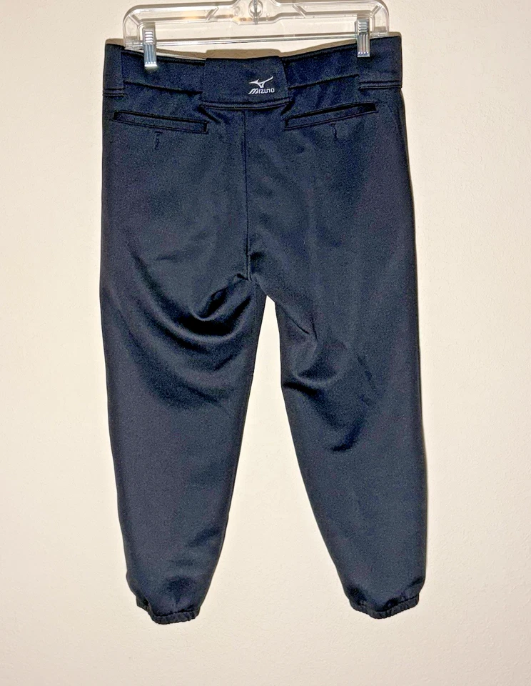 Mizuno Softball Pants Women’s Medium Black Elastic Cuff Belted Low Rise Pockets - Image 2 of 4