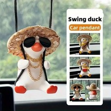 Swinging Duck Car Charm Anime Rearview Mirror Ornament Hanging Decor for Girls