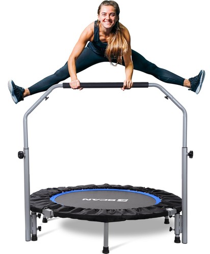 40/48" Foldable Mini Trampoline Max Load 330lbs/440lbs, Fitness Rebounder wit...