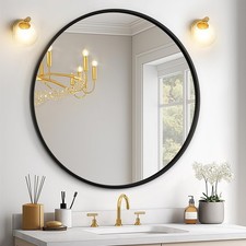 Black Round Mirror for Over Sink 24-inch, Circle Bathroom Mirror, Metal Frame...