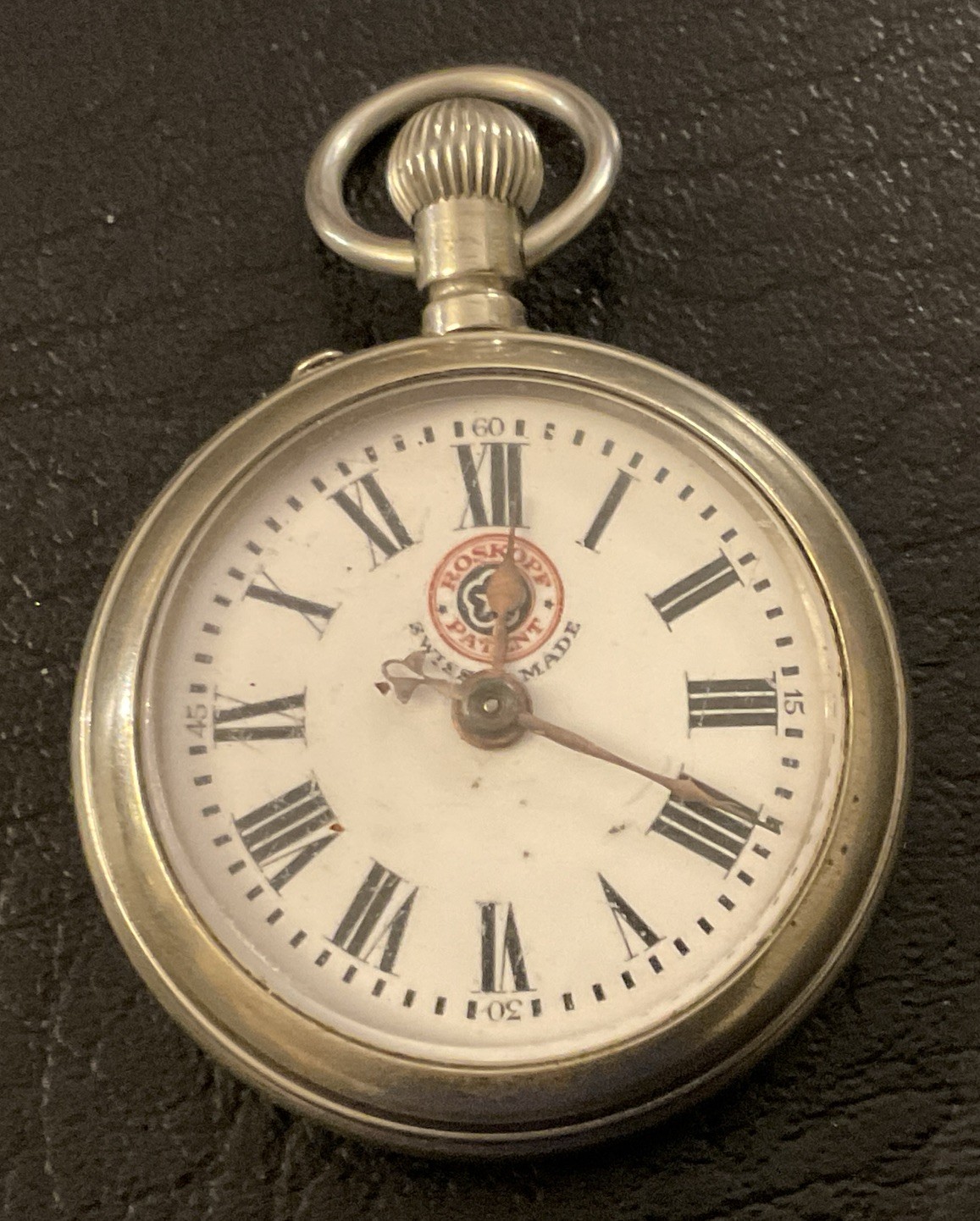 Antiguo bolsillo Roskopf esfera cara abierta porcelana 45 mm 1920c restauración/piezas