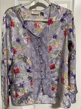 Vintage Victoria's Secret Top Pajama Med Retired Gold Label Lavender Lace Floral