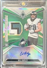 2024 Panini Phoenix Will Shipley Eagles RC Patch Auto Green /25