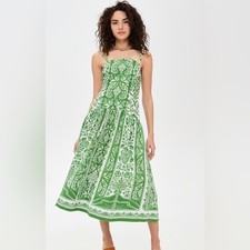 Farm Rio NWT Green Floral Tapestry Linen Midi Dress Size XL