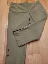 Escada Green Crop Pants Button Ankle Womens EU 48 Olive Tapered Olive