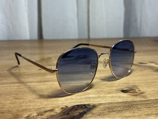 Vintage Gold Metal With Blue Tint Aviator Sunglasses