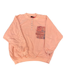 Passport Sweatshirt Womens Large Pink Art Decoration Graphic 1/4 Snap Front