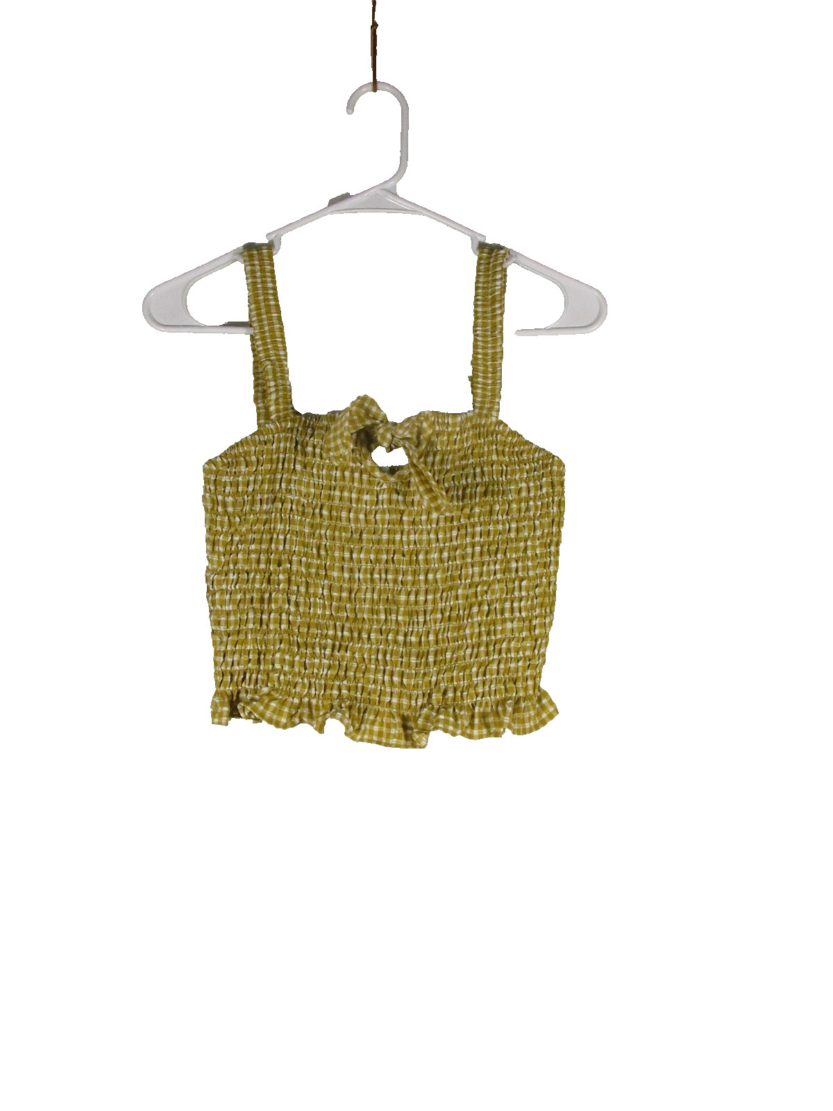 Sienna Sky Womens Square Neck Sleeveless Crop Top Plaid Print Size XS Yellow